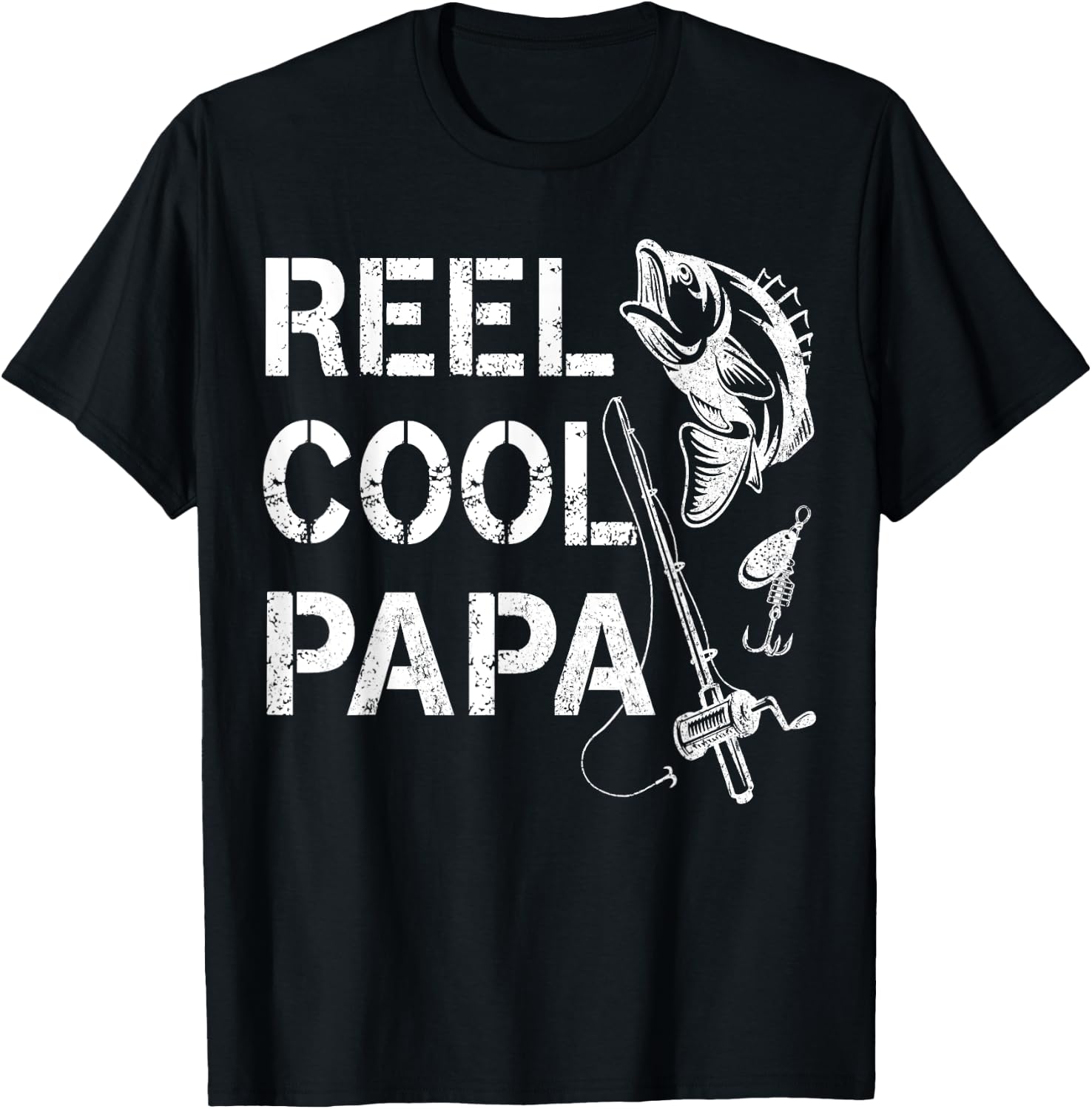 Reel Cool Papa Fishing Dad Gifts Father's Day Fisherman Fish T-Shirt - T-Shirt | Black