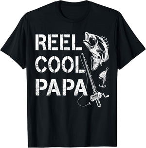 Reel Cool Papa Fishing Dad Gifts Father's Day Fisherman Fish T-Shirt - T-Shirt | Black