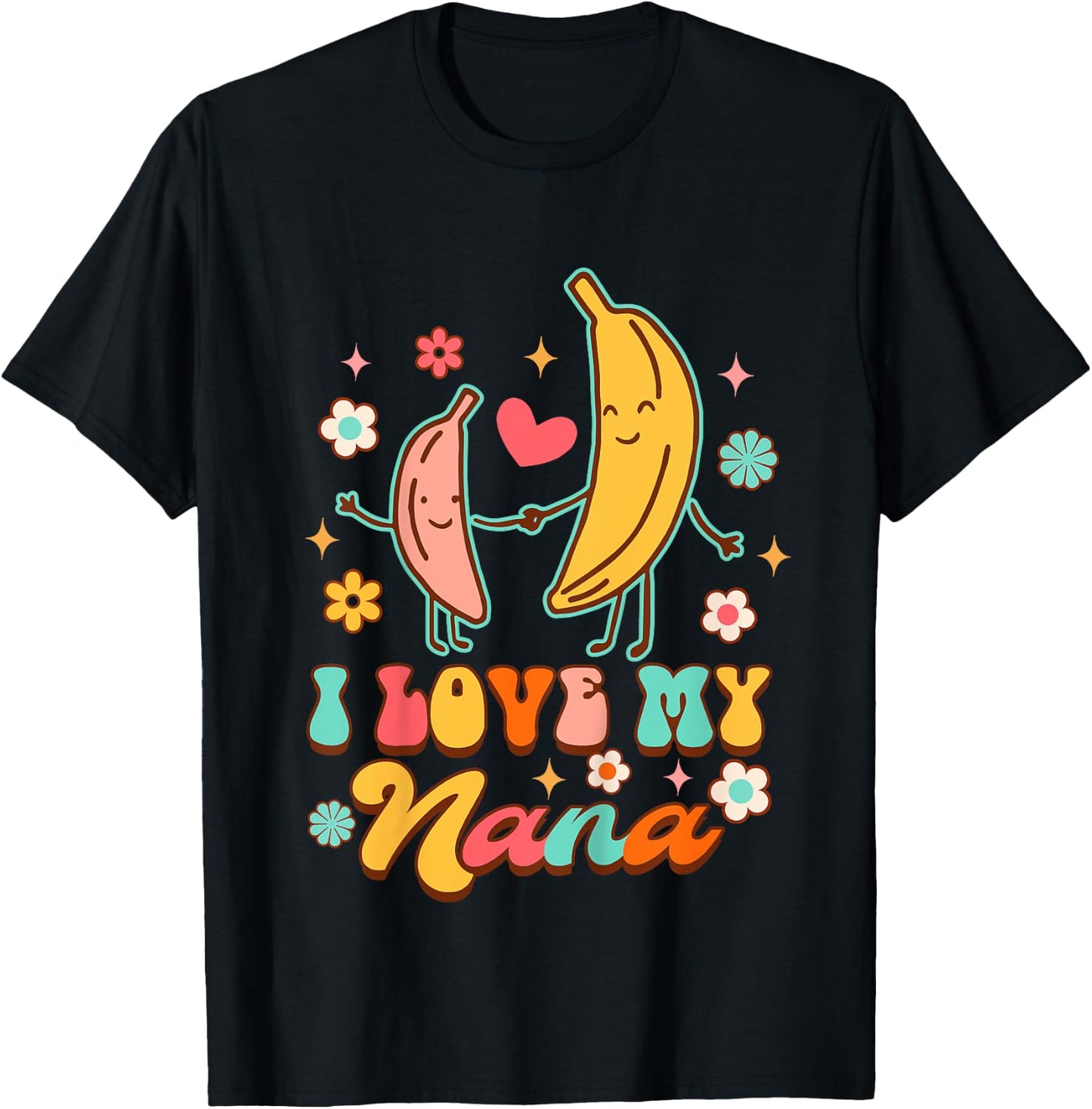 Cute Banana Baby Shower Grandma Nana Mimi I Love My Nana T-Shirt - T-Shirt | Black