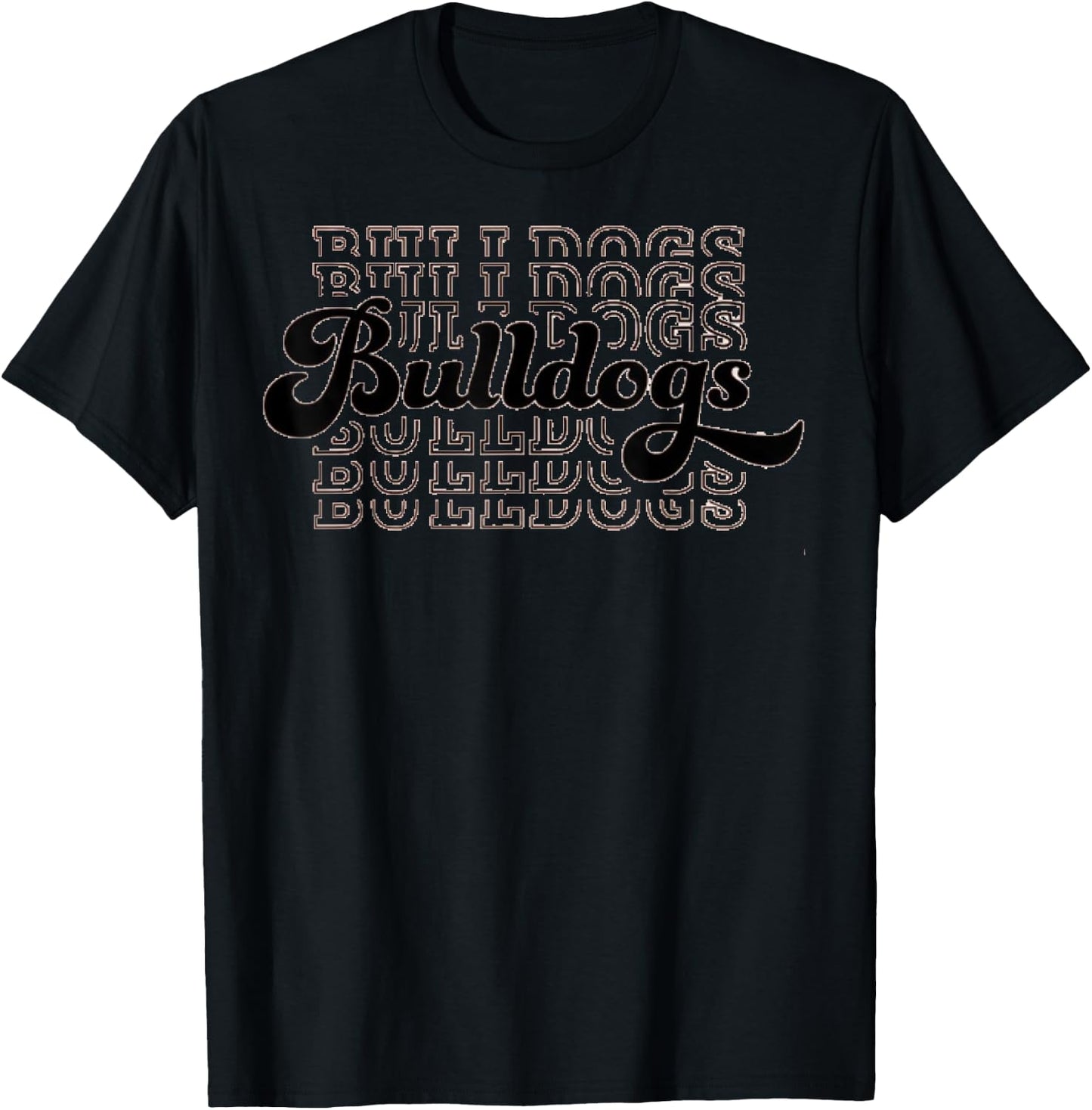 Vintage Bulldogs Team Mascot High School Sports College T-Shirt - T-Shirt | Black