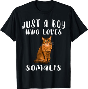 Im Just A Boy Who Loves Somali Cat Lover Gift T-Shirt - T-Shirt | Black
