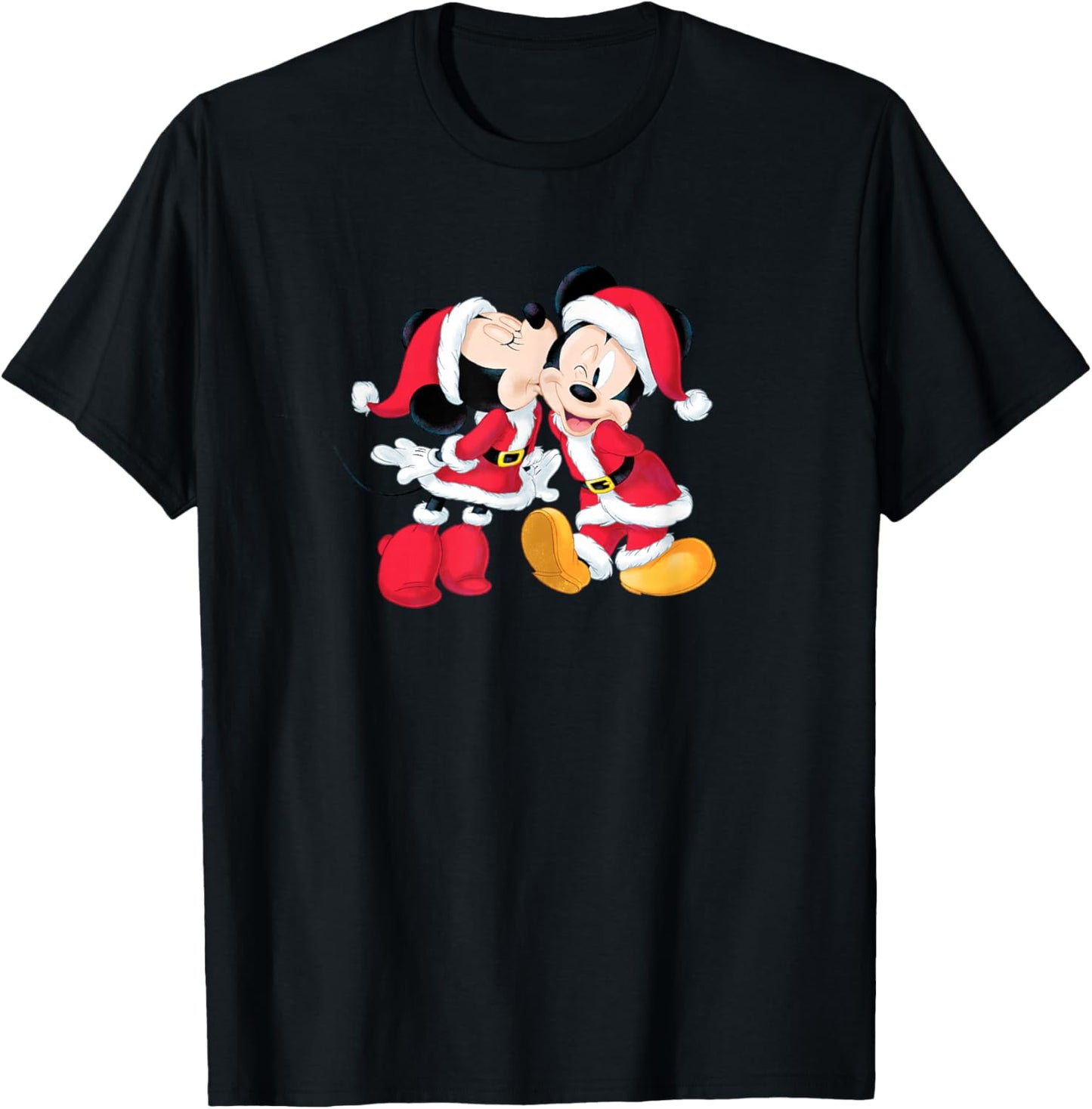 Disney Santa Mickey and Minnie Mouse Holiday T-Shirt - T-Shirt | Black
