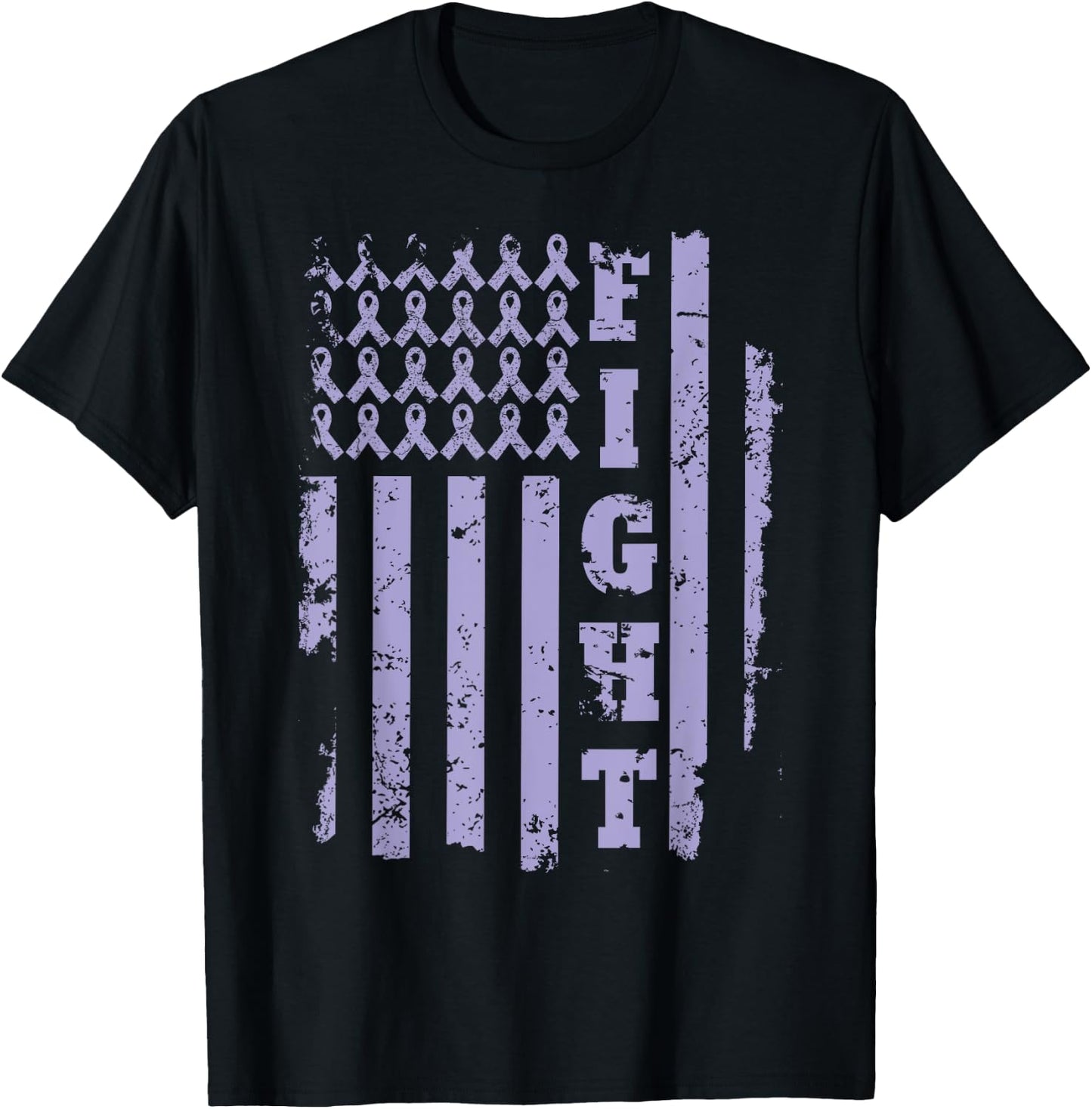 All Cancers Awareness Shirt Lavender Ribbon FIGHT T-Shirt - T-Shirt | Black