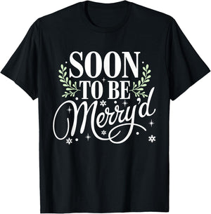 Soon to Be Merry'd Bride Engaged Matching Couples Christmas T-Shirt - T-Shirt | Black