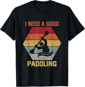 Vintage Hexagon Kayaker Kayaking I Need A Good Paddling T-Shirt - T-Shirt | Black