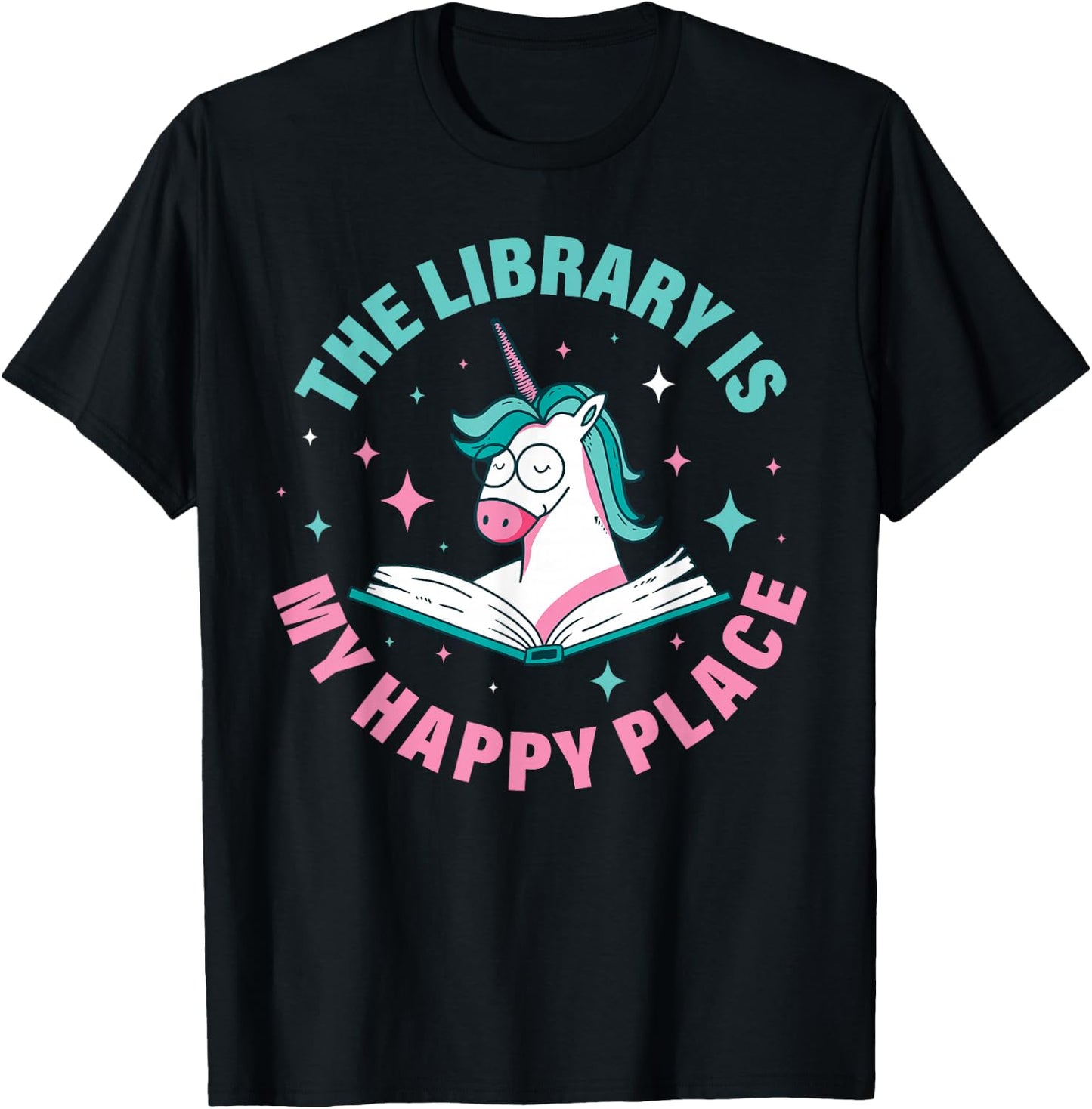 The Library Is My Happy Place T-Shirt - T-Shirt | Black