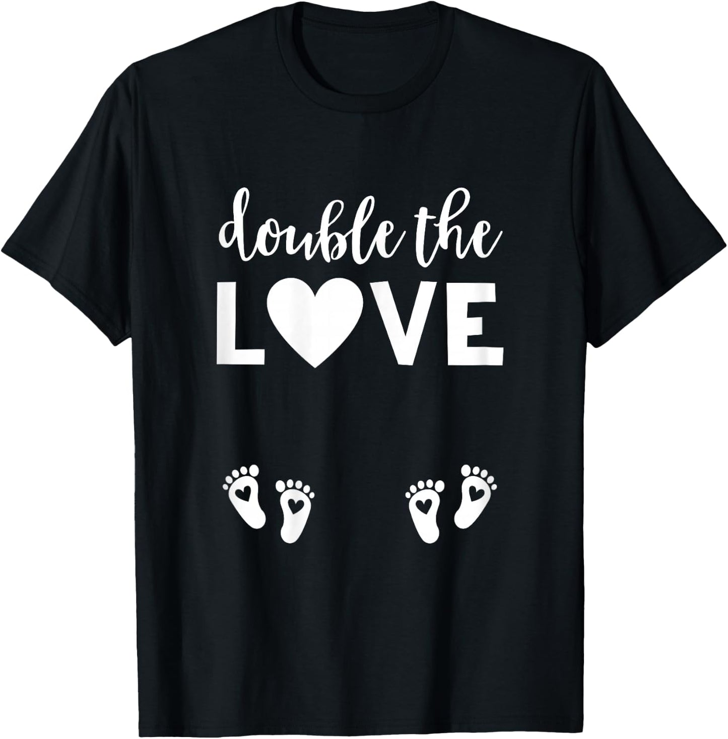 Valentines Day Twin Pregnancy Announcement Shirt Valentine T-Shirt - T-Shirt | Black