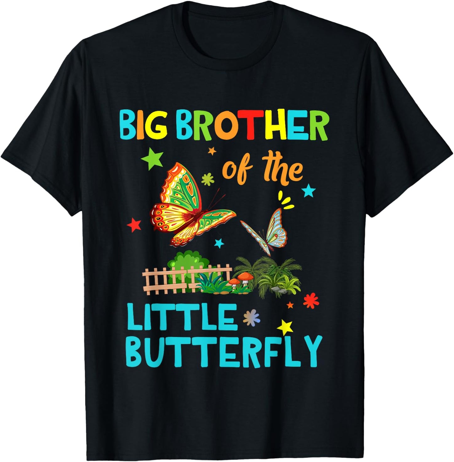Big Brother Of Little Butterfly Shirts Birthday Matching T-Shirt - T-Shirt | Black