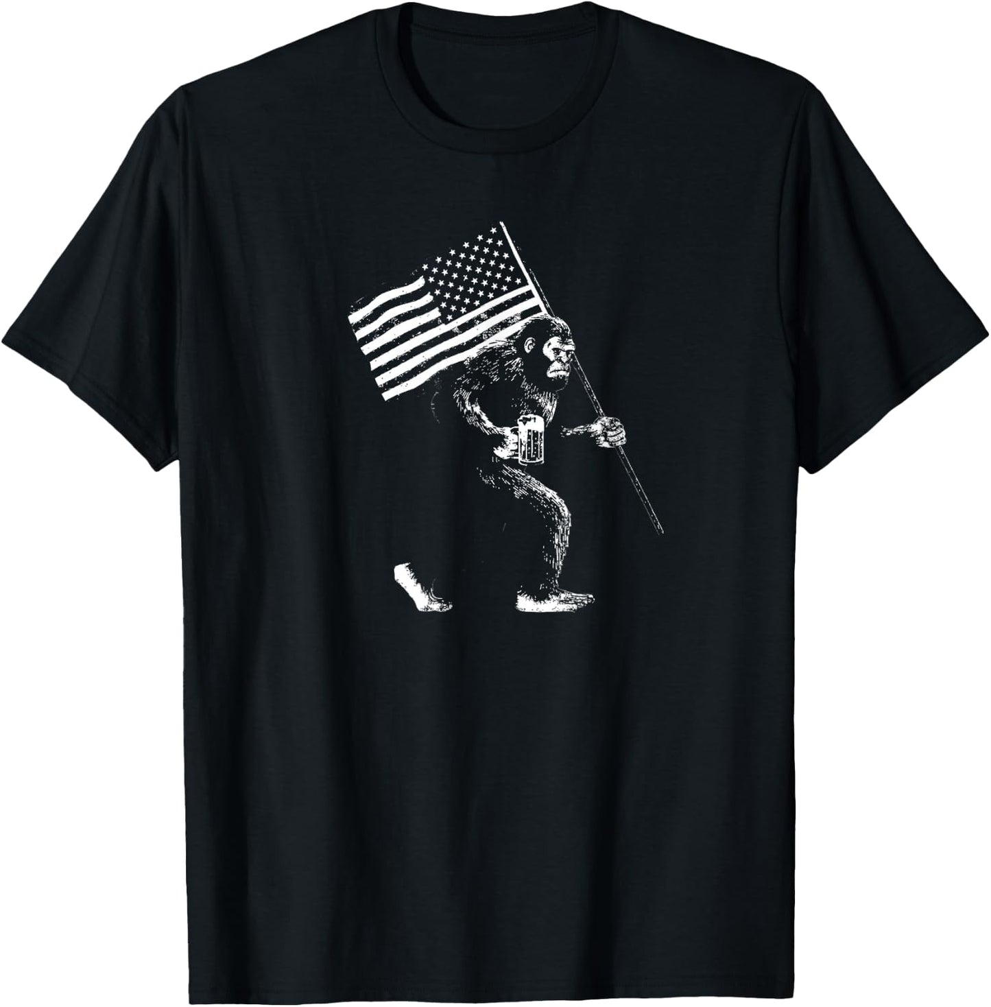 America 250: Sasquatch American Flag T-Shirt - T-Shirt | Black