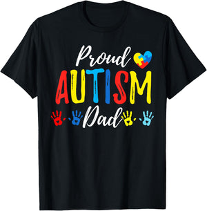 Proud Dad Autism Awareness Family Matching Shirt T-Shirt - T-Shirt | Black