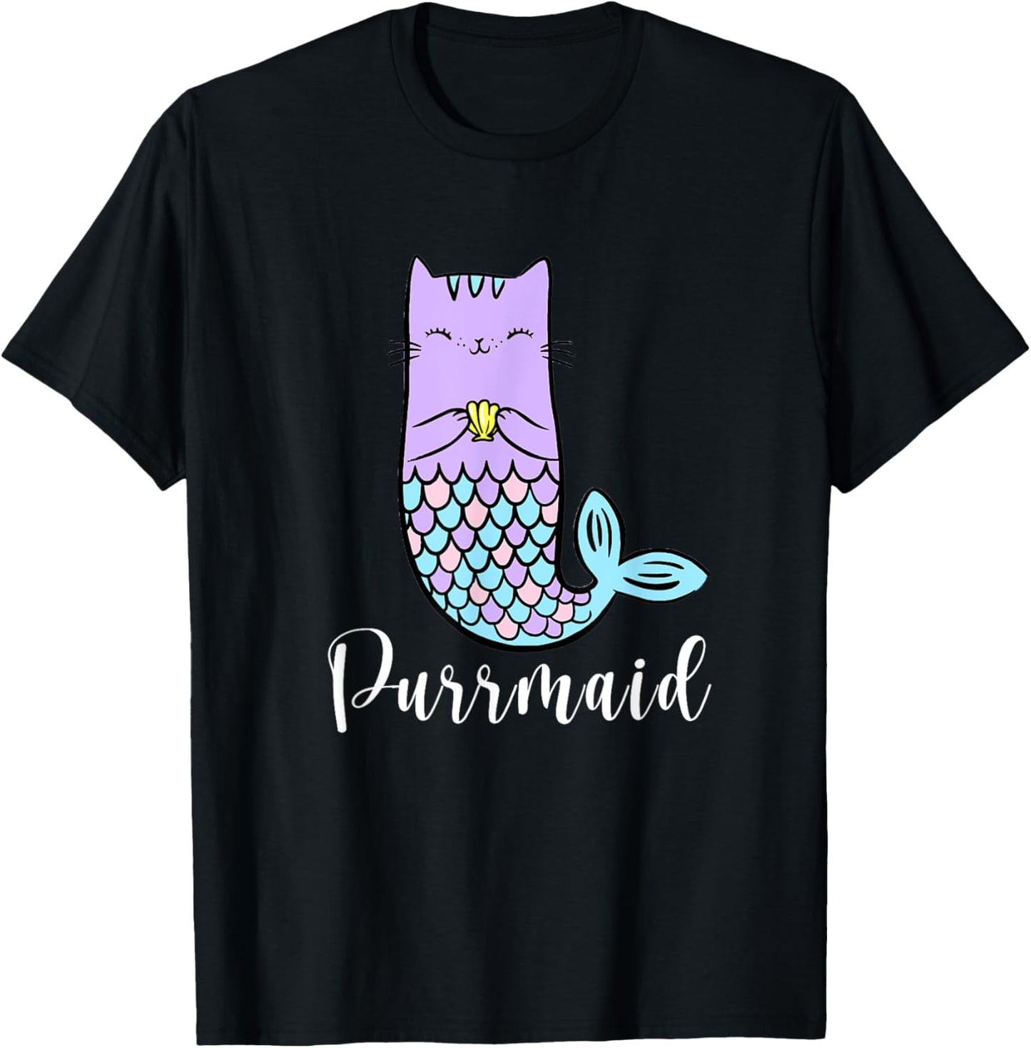 Funny Cute Purrmaid - Mermaid Cat - Meowmaid - Girls T-Shirt - T-Shirt | Black