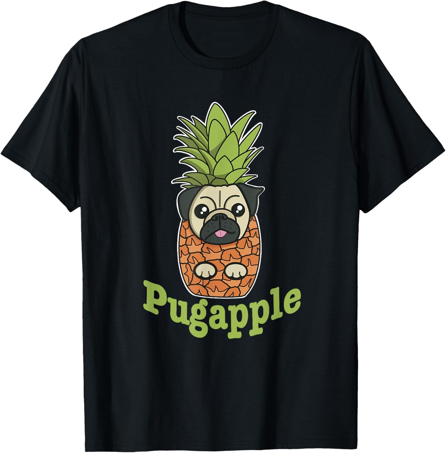 Pug And Pineapple Lovers Pugapple Dog Men Women Girls Kids T-Shirt - T-Shirt | Black