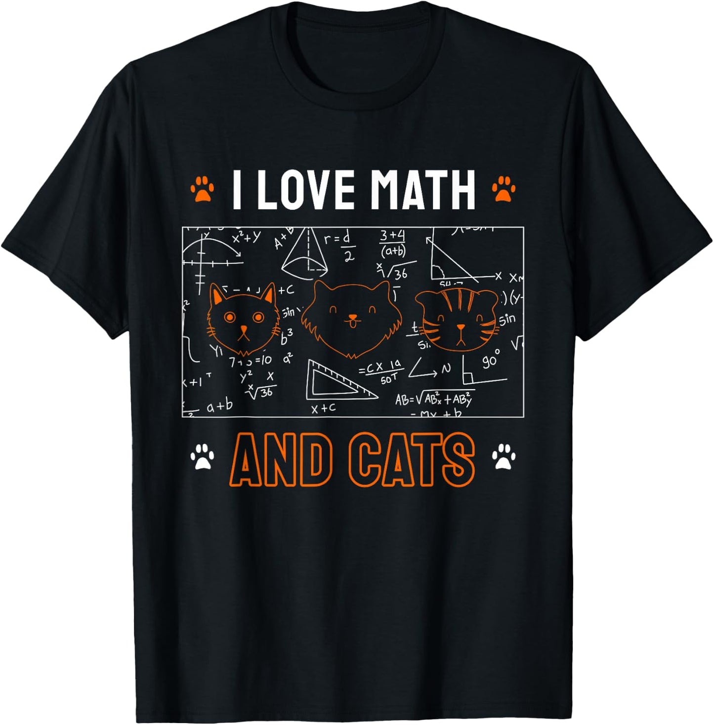 I Love Math And Cats Funny Cat Lover Math Teacher Women Kids T-Shirt - T-Shirt | Black