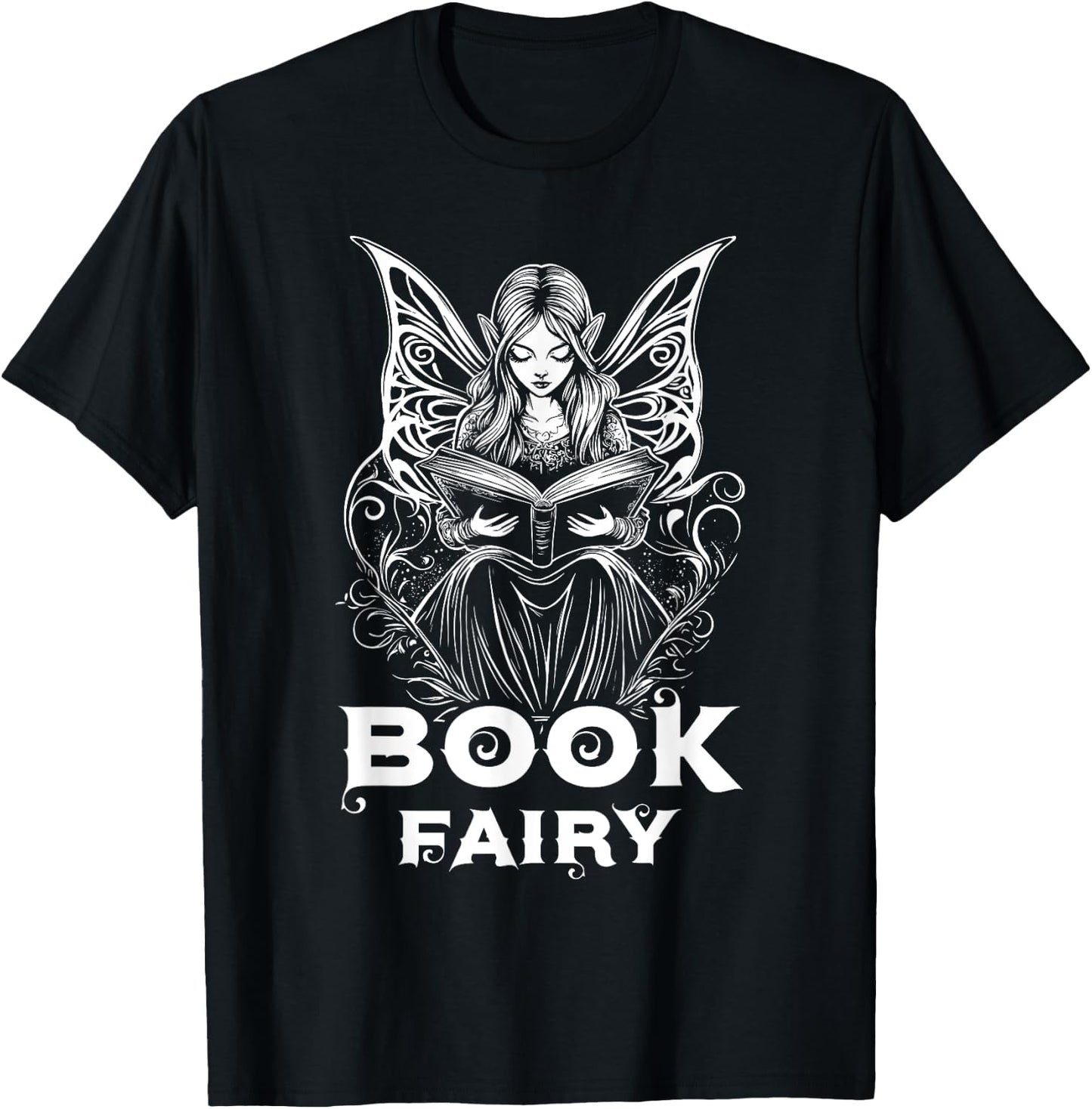 Book Fairy Fantasy Bookish Literature Fairycore T-Shirt - T-Shirt | Black