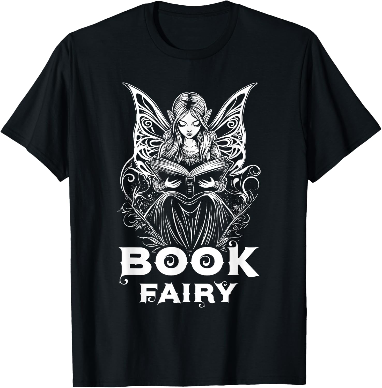 Book Fairy Fantasy Bookish Literature Fairycore T-Shirt - T-Shirt | Black