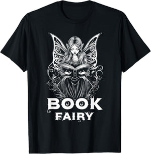 Book Fairy Fantasy Bookish Literature Fairycore T-Shirt - T-Shirt | Black
