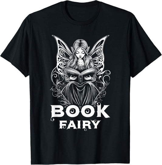 Book Fairy Fantasy Bookish Literature Fairycore T-Shirt - T-Shirt | Black