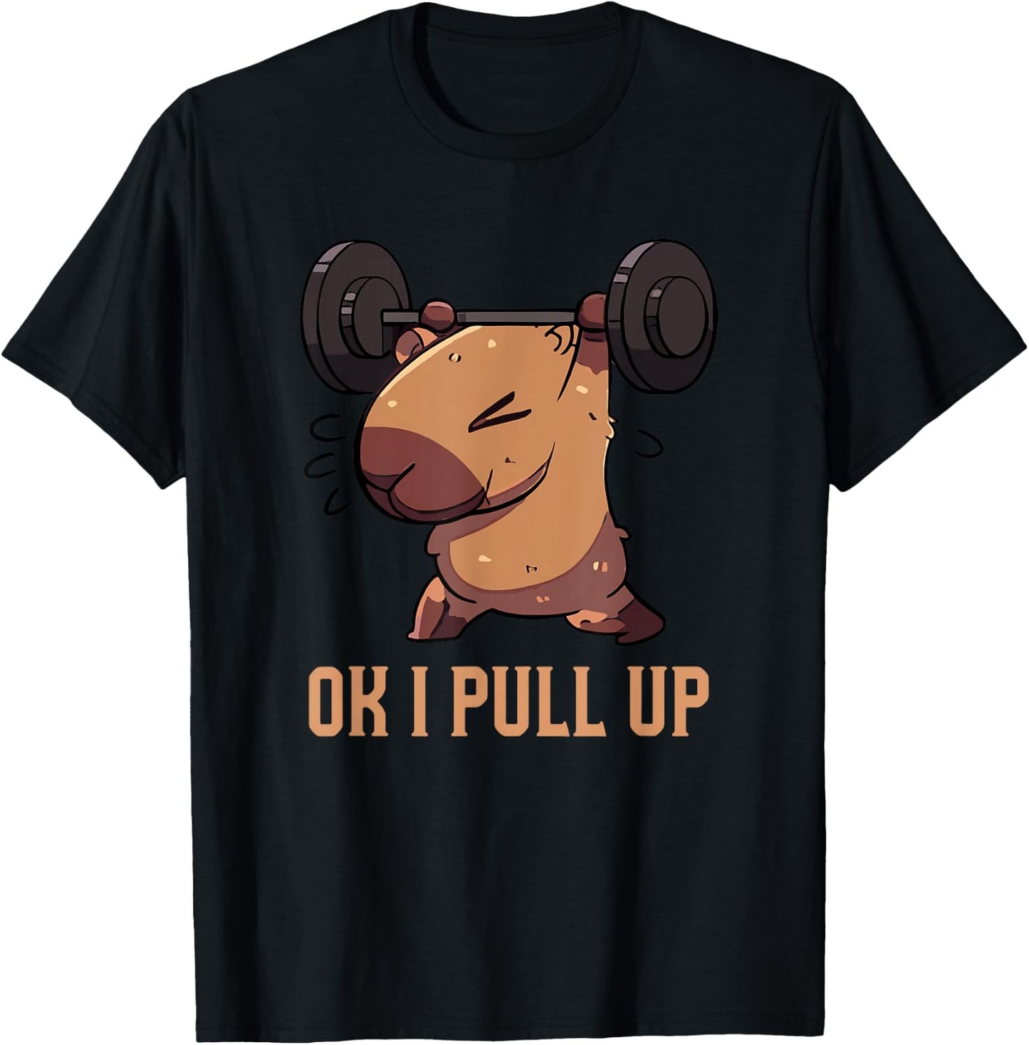 Retro Ok I Pull Up Gym Capybara Funny T-Shirt - T-Shirt | Black