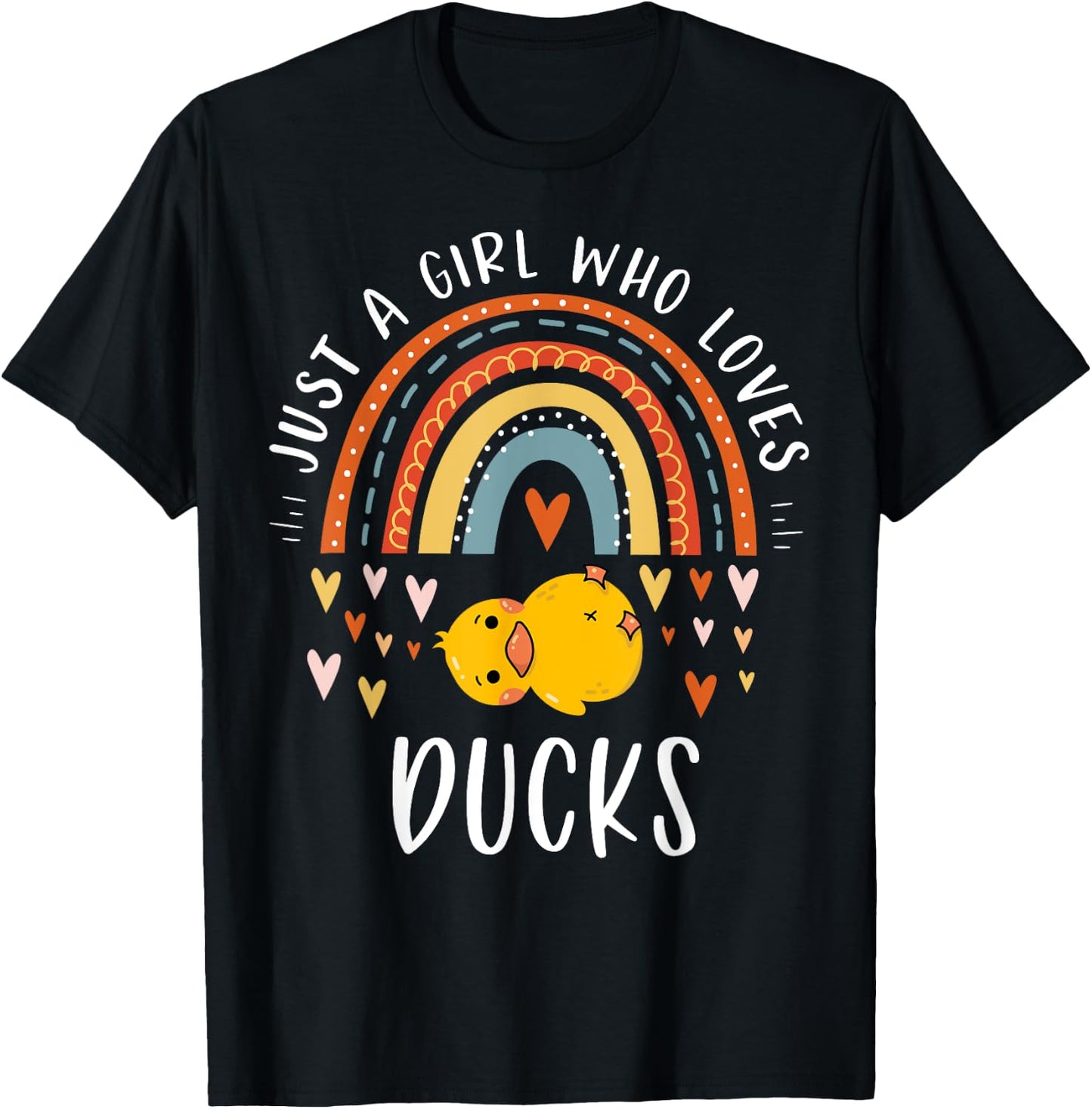 Just A Girl Who Loves Ducks Rainbow Gifts For Duck Lover T-Shirt - T-Shirt | Black