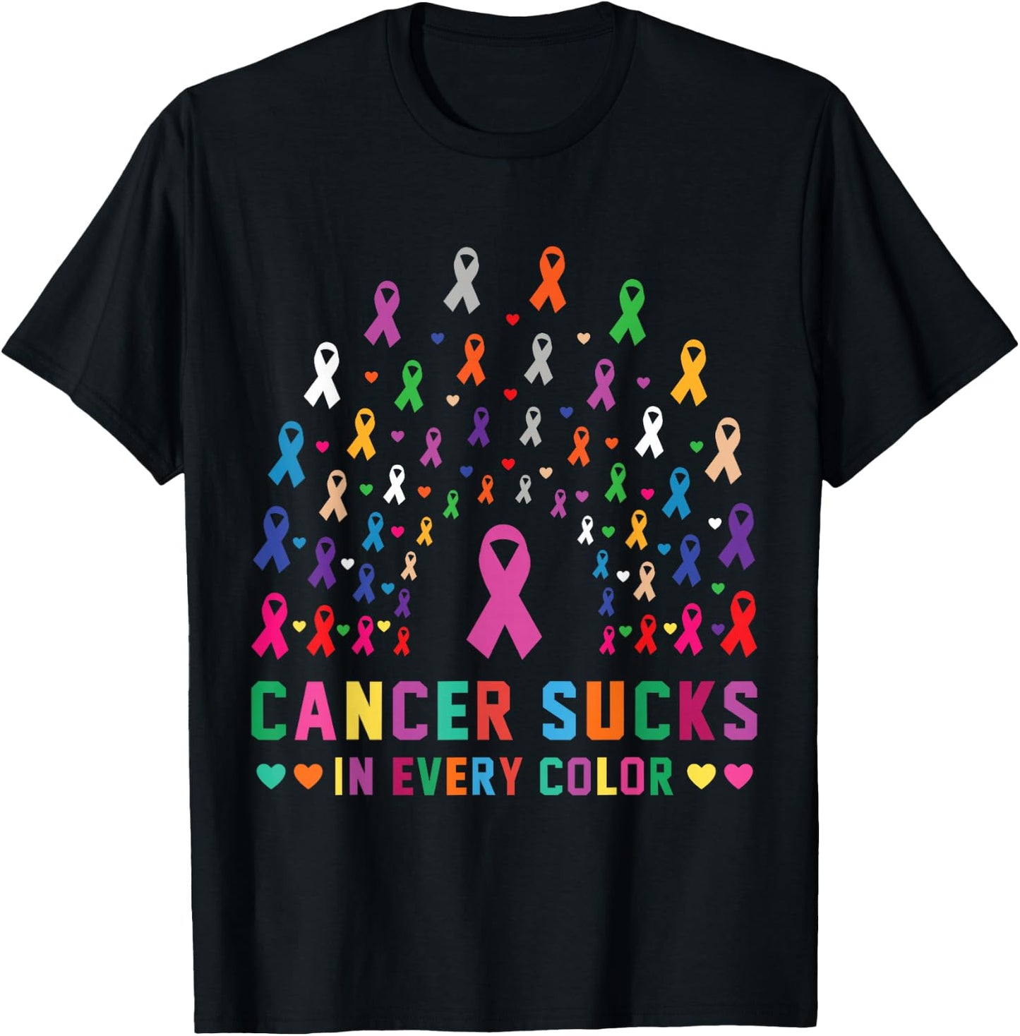 Cancer Sucks In Every Color Fighter | Funk Cancer T-Shirt - T-Shirt | Black
