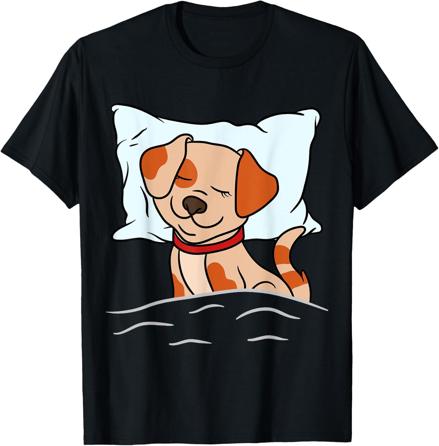 Sleeping Animals Pajama Nightgown Cute Sleeping Dog Women Girls Kids T-Shirt - T-Shirt | Black