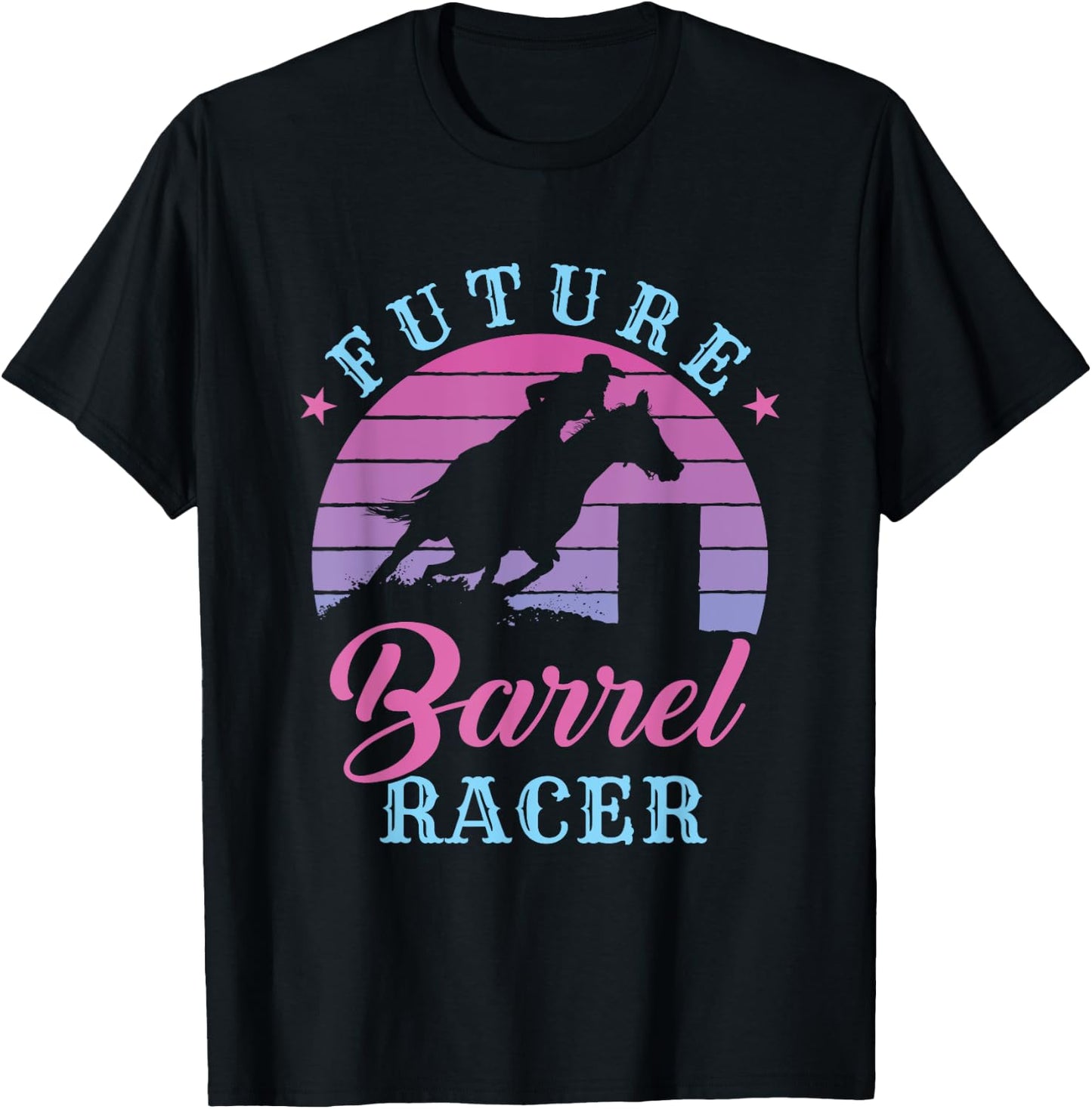 Future Barrel Racer Cute Cowgirl Western Barrel Racing T-Shirt - T-Shirt | Black