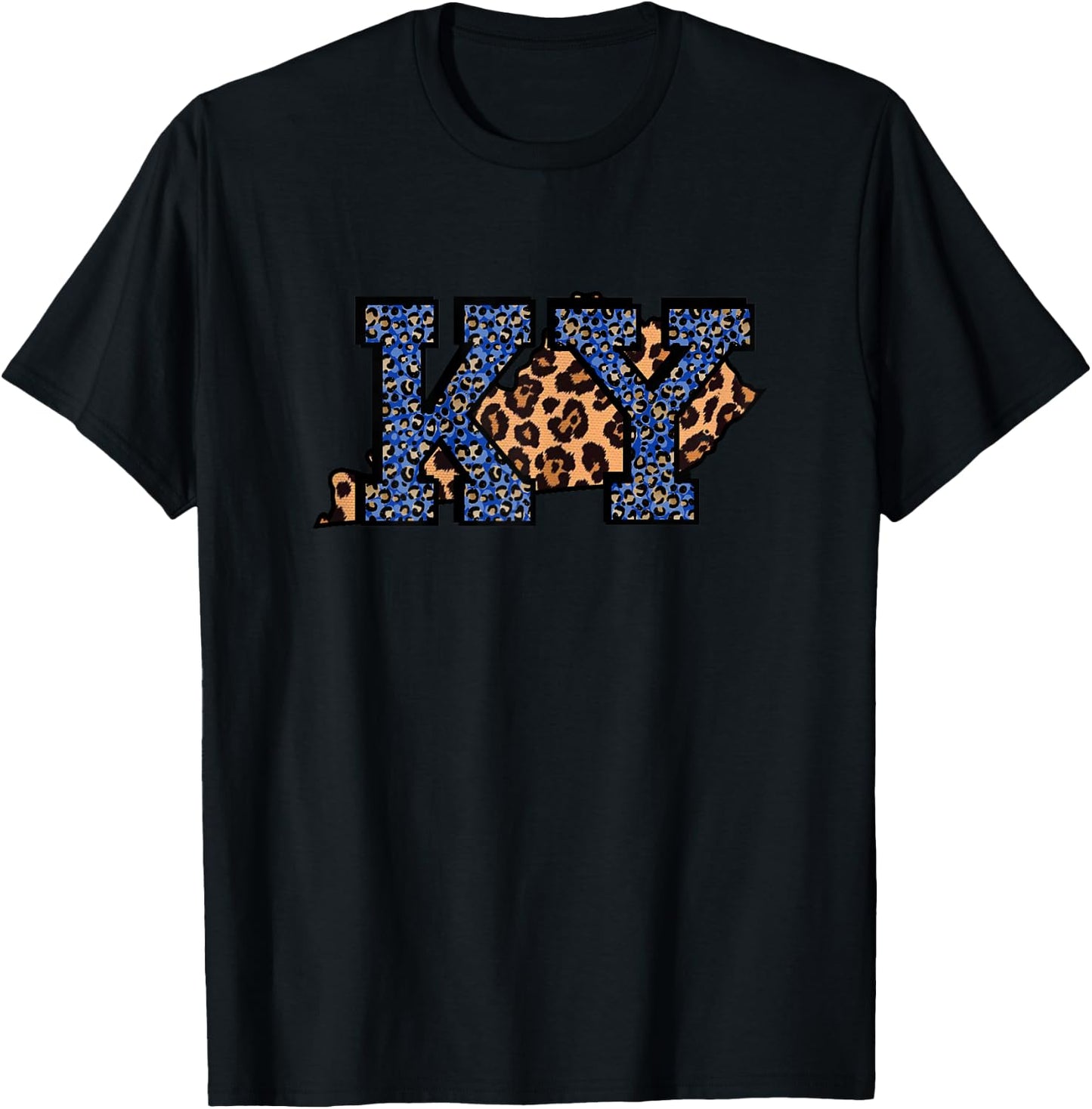 Kentucky Leopard Print KY Pride Kentucky Girl Cute State T-Shirt - T-Shirt | Black
