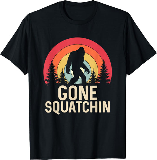 Retro Gone Squatchin - Bigfoot Sasquatch T-Shirt - T-Shirt | Black