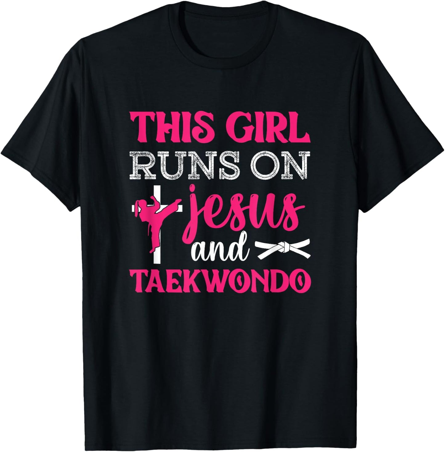 This Girl Jesus Taekwondo Woman Religion Karate T-Shirt - T-Shirt | Black