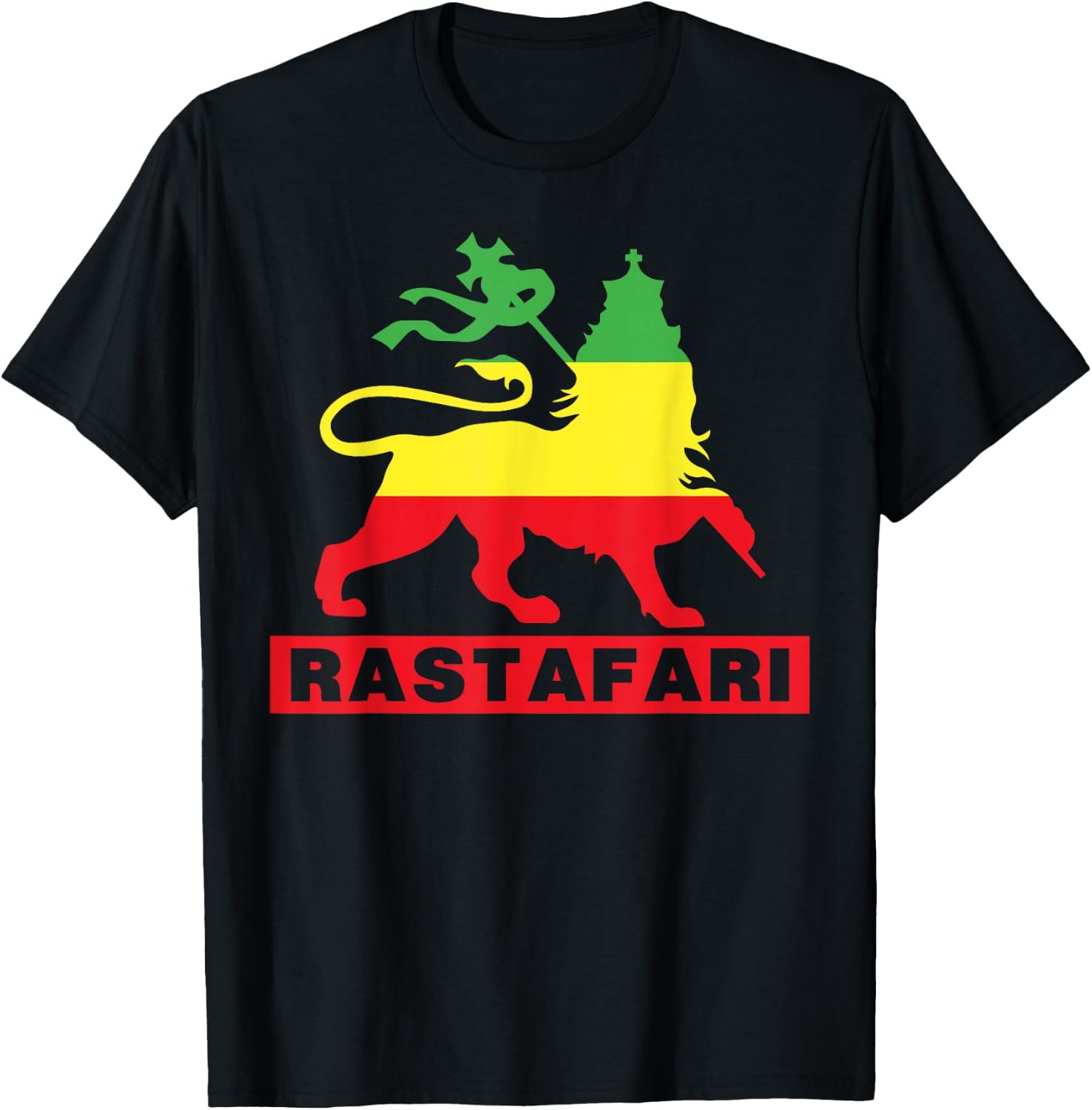 Lion of Judah Judah Rasta Rastafari Reggae T-Shirt - T-Shirt | Black