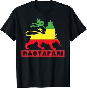 Lion of Judah Judah Rasta Rastafari Reggae T-Shirt - T-Shirt | Black