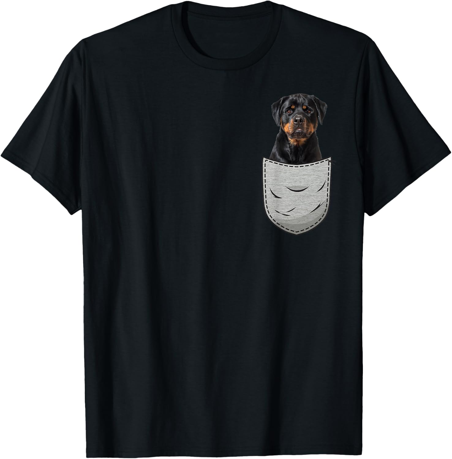 Rottweiler in The Chest Pocket for Dog Owners T-Shirt - T-Shirt | Black