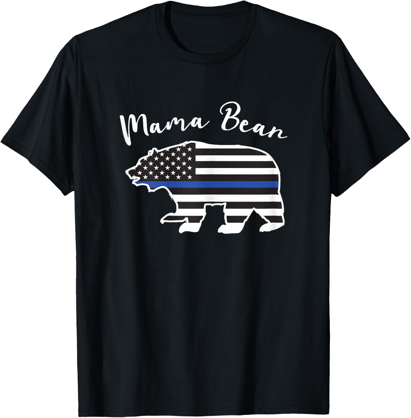 MAMA BEAR | Police Flag Police Mom Gift T-Shirt - T-Shirt | Black