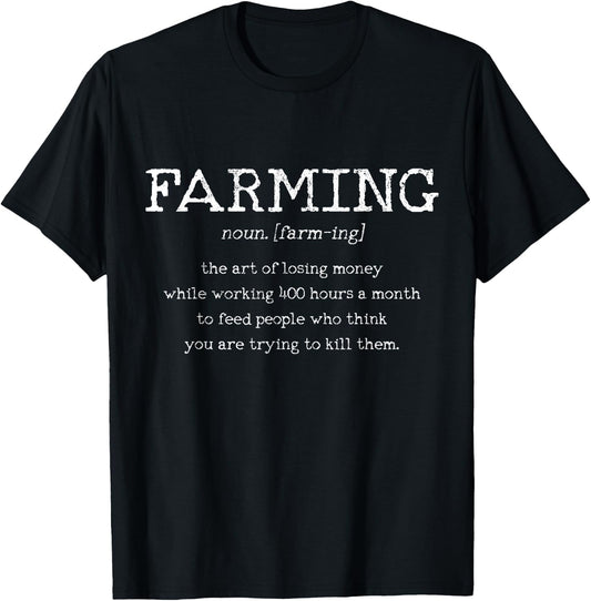 Farmer Gifts & Apparel Black Adults Farming Definition Dictionary Farm Funny Quote Gift T-Shirt - T-Shirt | Black