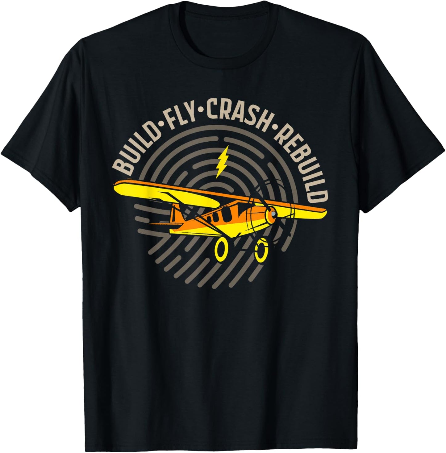 RC Plane - Model Aircraft - Build Fly Crash Rebuild T-Shirt - T-Shirt | Black