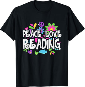 Peace Love Reading T-Shirt - T-Shirt | Black