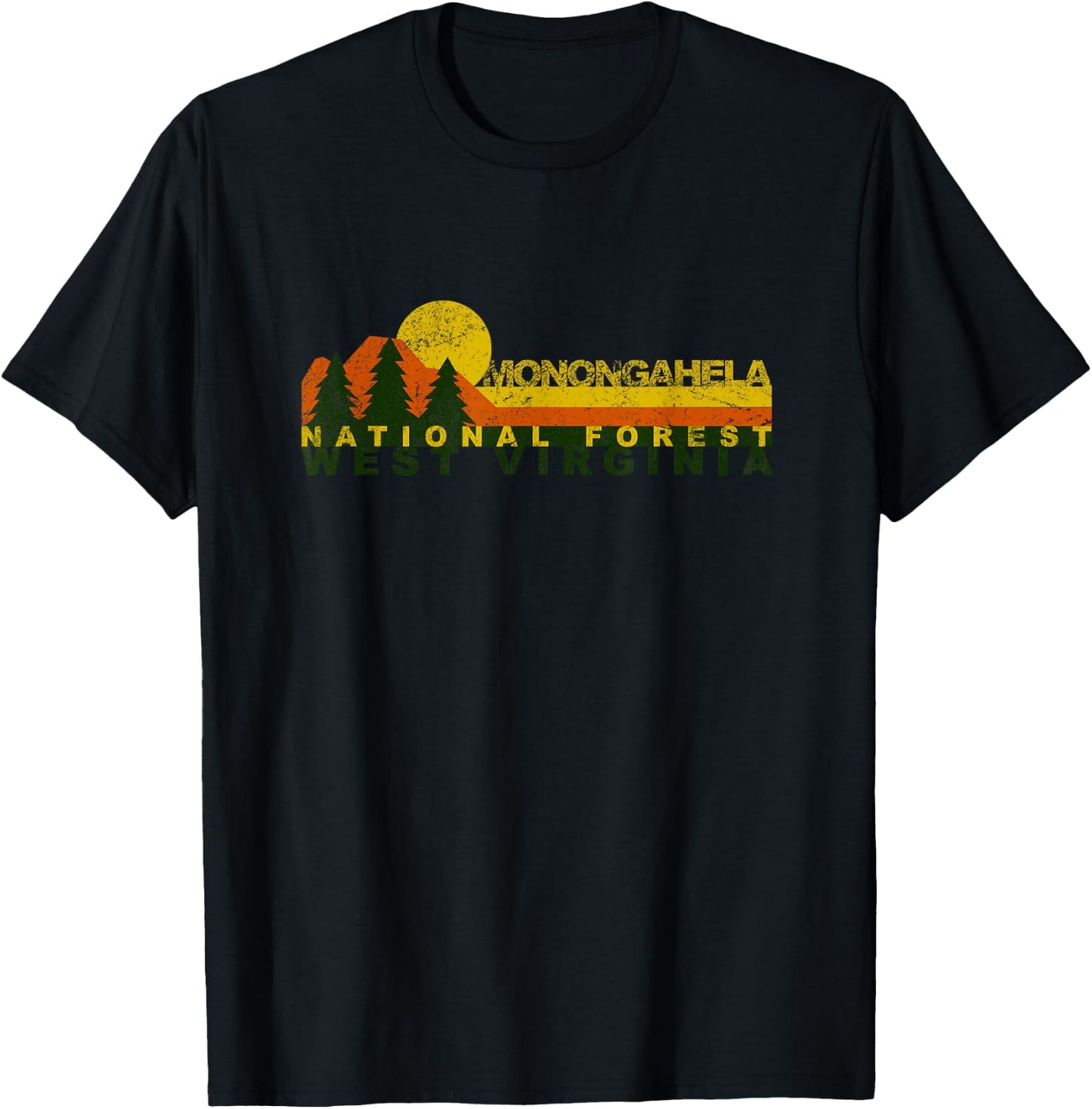 Monongahela National Forest Vintage Retro T-Shirt - T-Shirt | Black