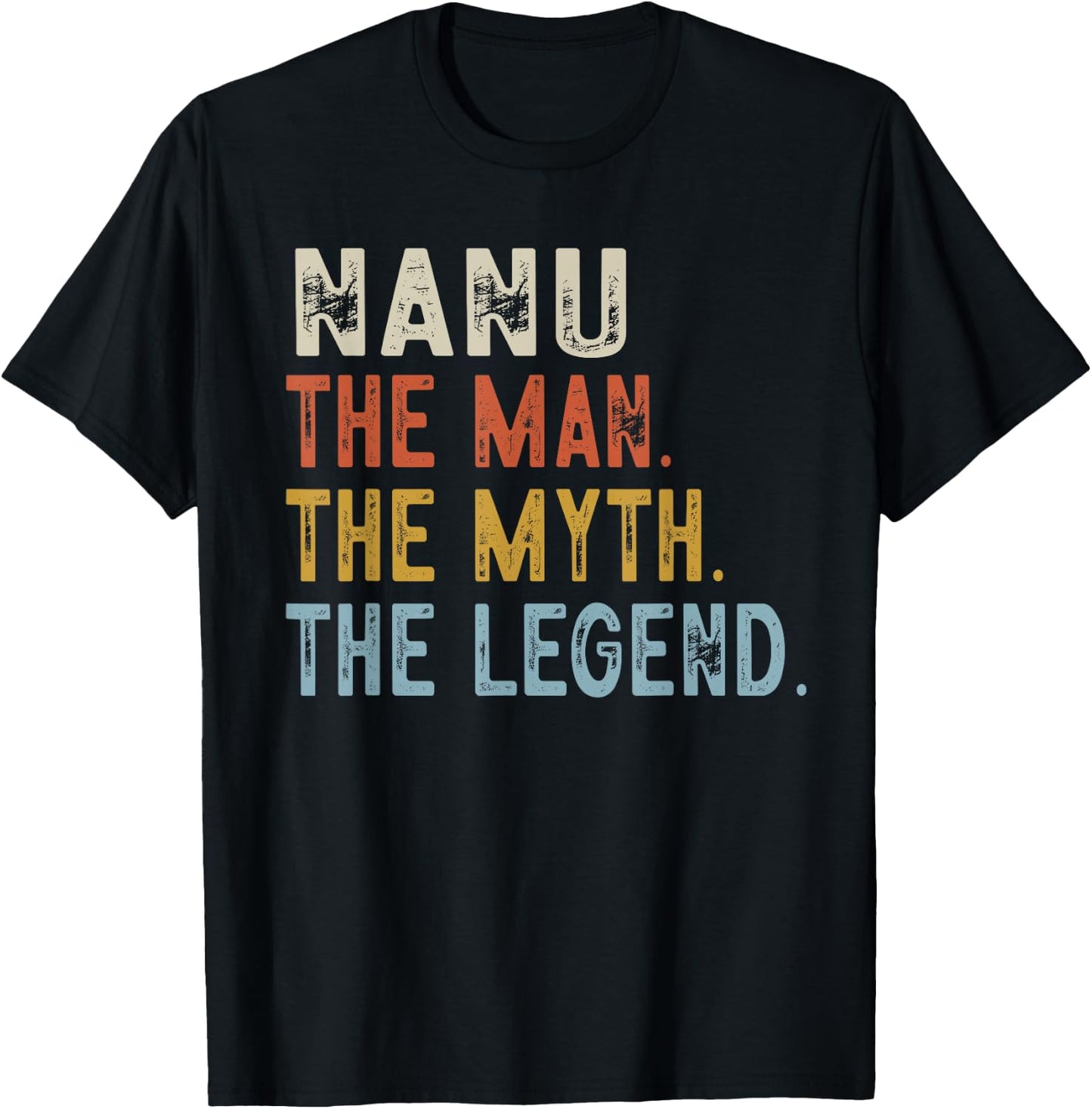 Nanu The Grandpa The Myth The Legend Fathers Day Vintage T-Shirt - T-Shirt | Black