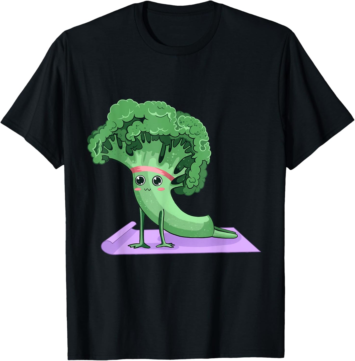 Cute Broccoli Yoga Pose Funny Yogi Broccoli Lover T-Shirt - T-Shirt | Black