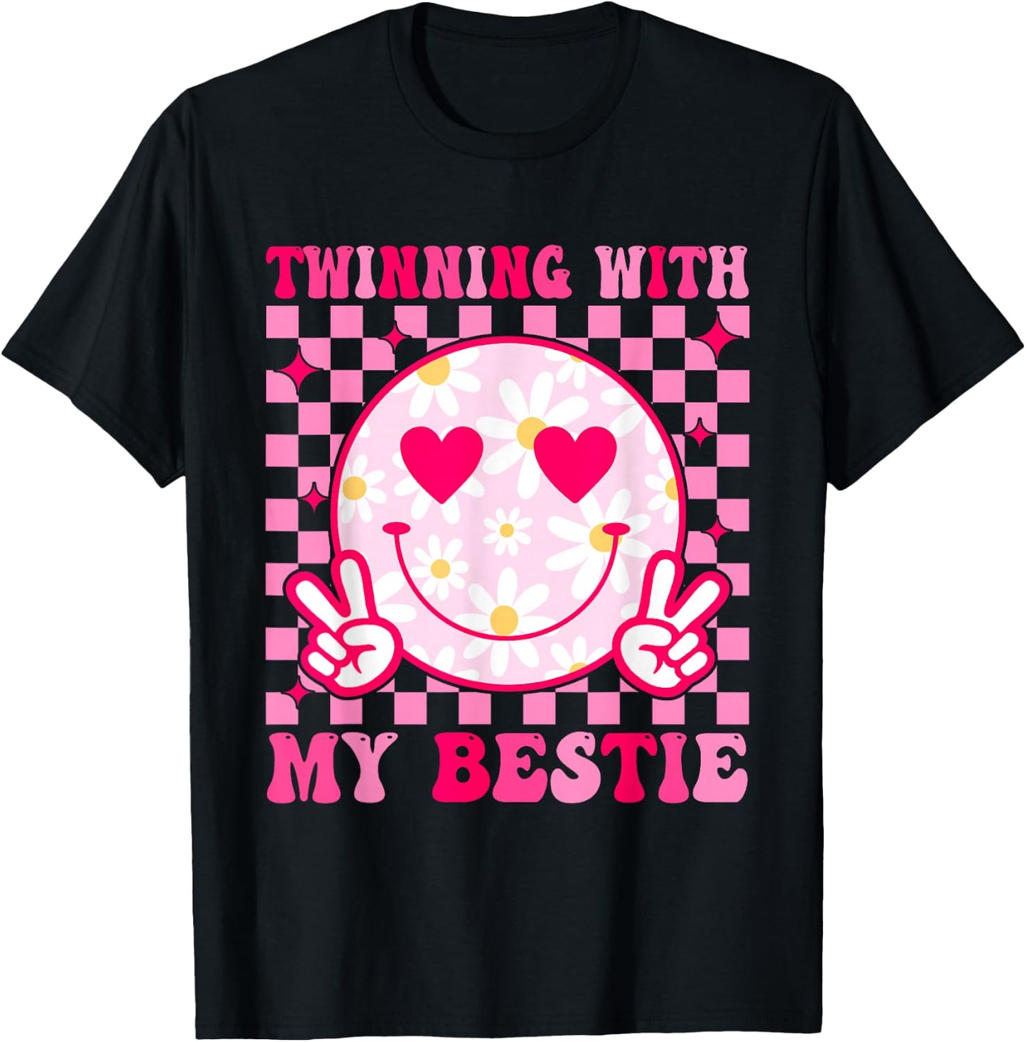 Twinning with My Bestie Matching Best Friend BFF Twins Day T-Shirt - T-Shirt | Black