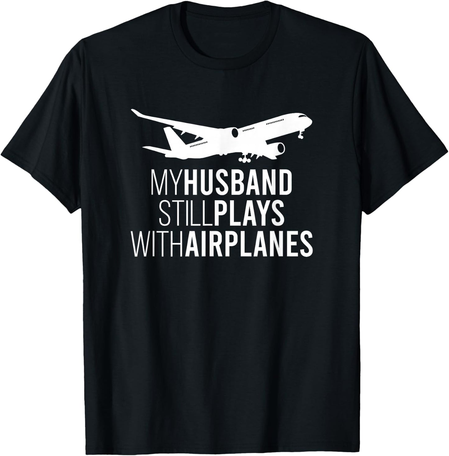 My Husband Pilot Wife Of A Pilot Wife Airplane Pilot Wife T-Shirt - T-Shirt | Black