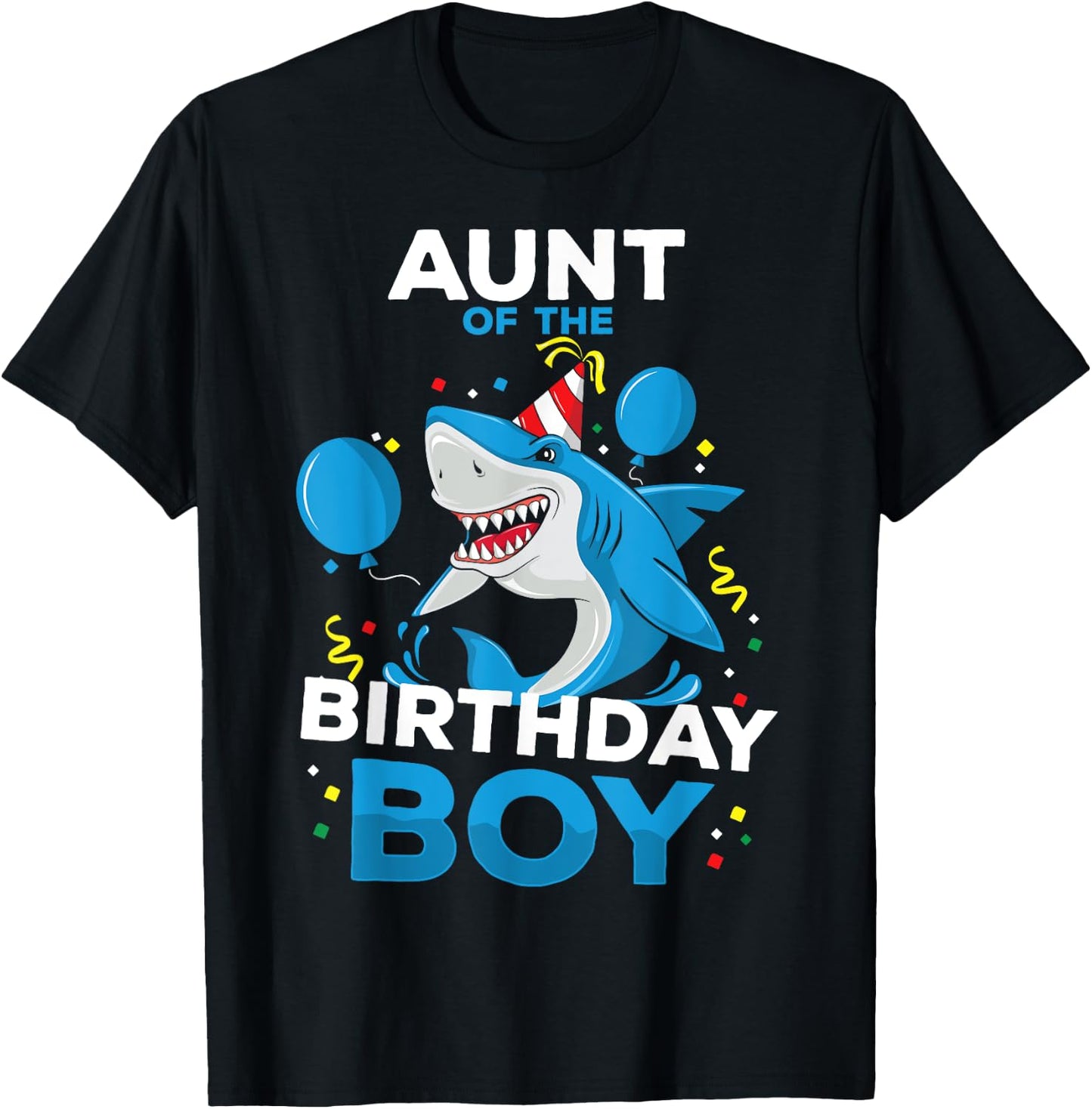 Aunt of The Birthday Boy Shark Ocean Theme Matching Family T-Shirt - T-Shirt | Black