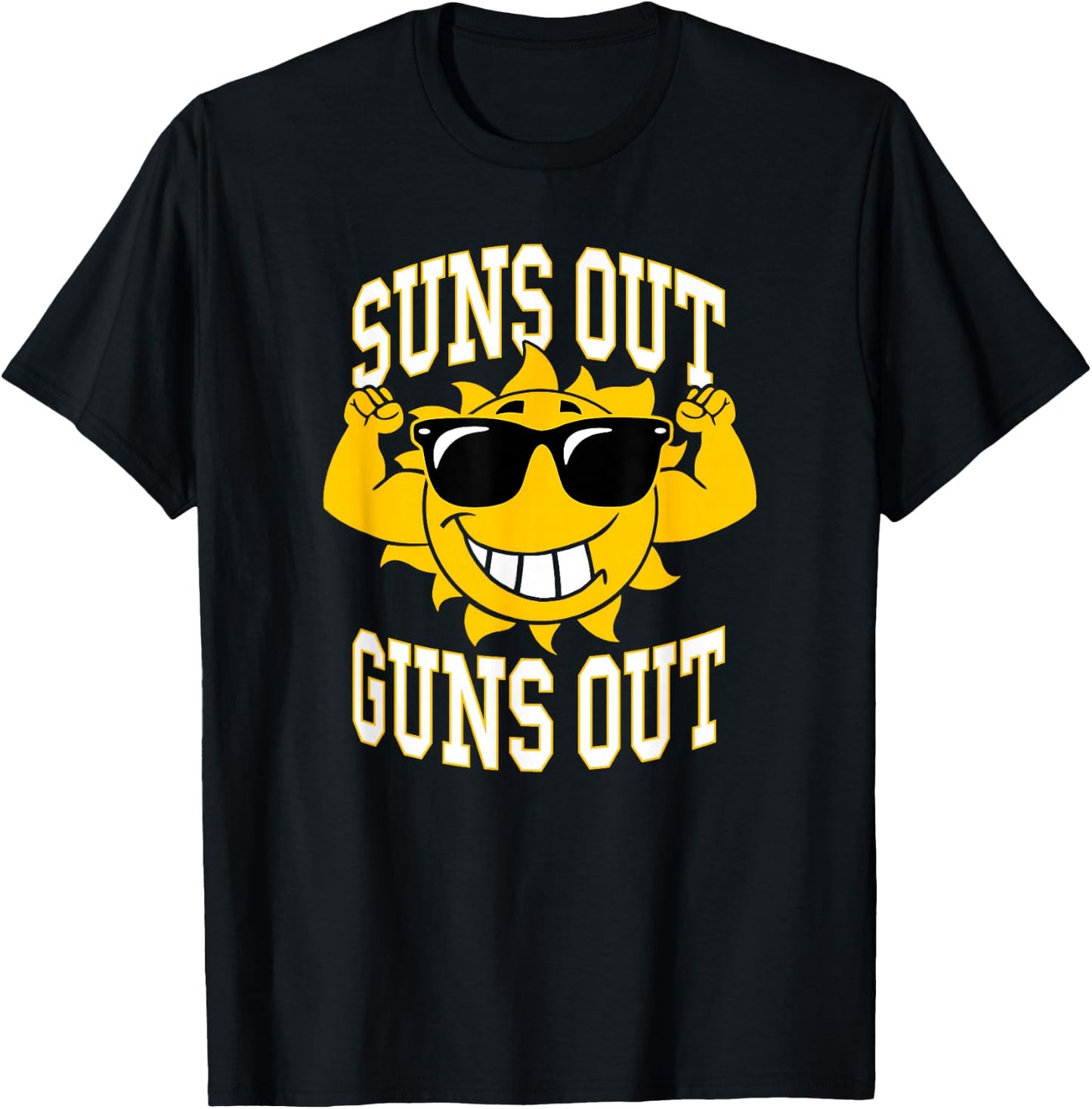 Trendy Suns Out Guns Out Cool Muscle Sun T-Shirt - T-Shirt | Black