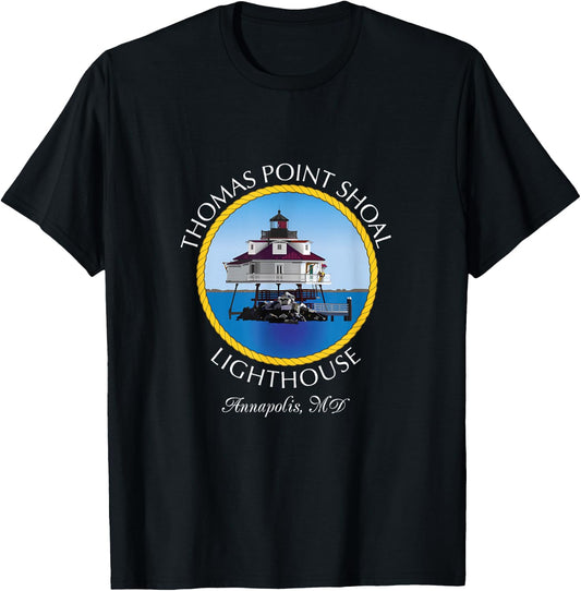 Thomas Point Shoal Lighthouse, Annapolis, MD T-Shirt - T-Shirt | Black