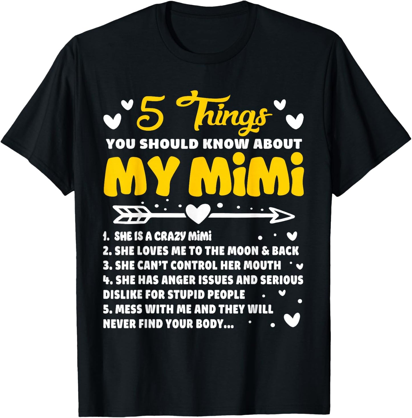 5 Things You Should Know About My Mimi Funny Grandma T-Shirt - T-Shirt | Black