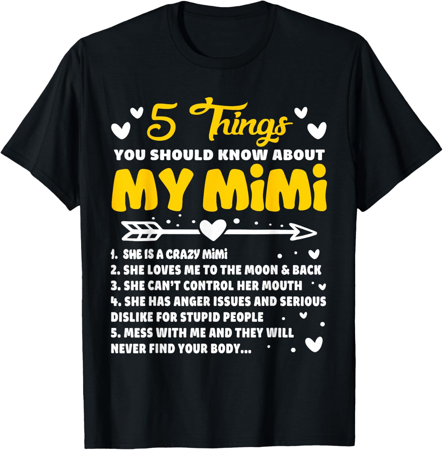 5 Things You Should Know About My Mimi Funny Grandma T-Shirt - T-Shirt | Black