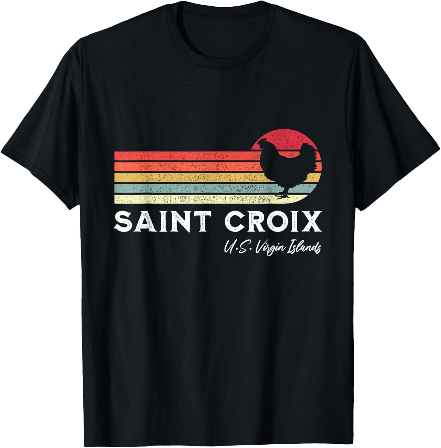 Saint Croix Retro Chicken Lover Souvenir T-Shirt - T-Shirt | Black