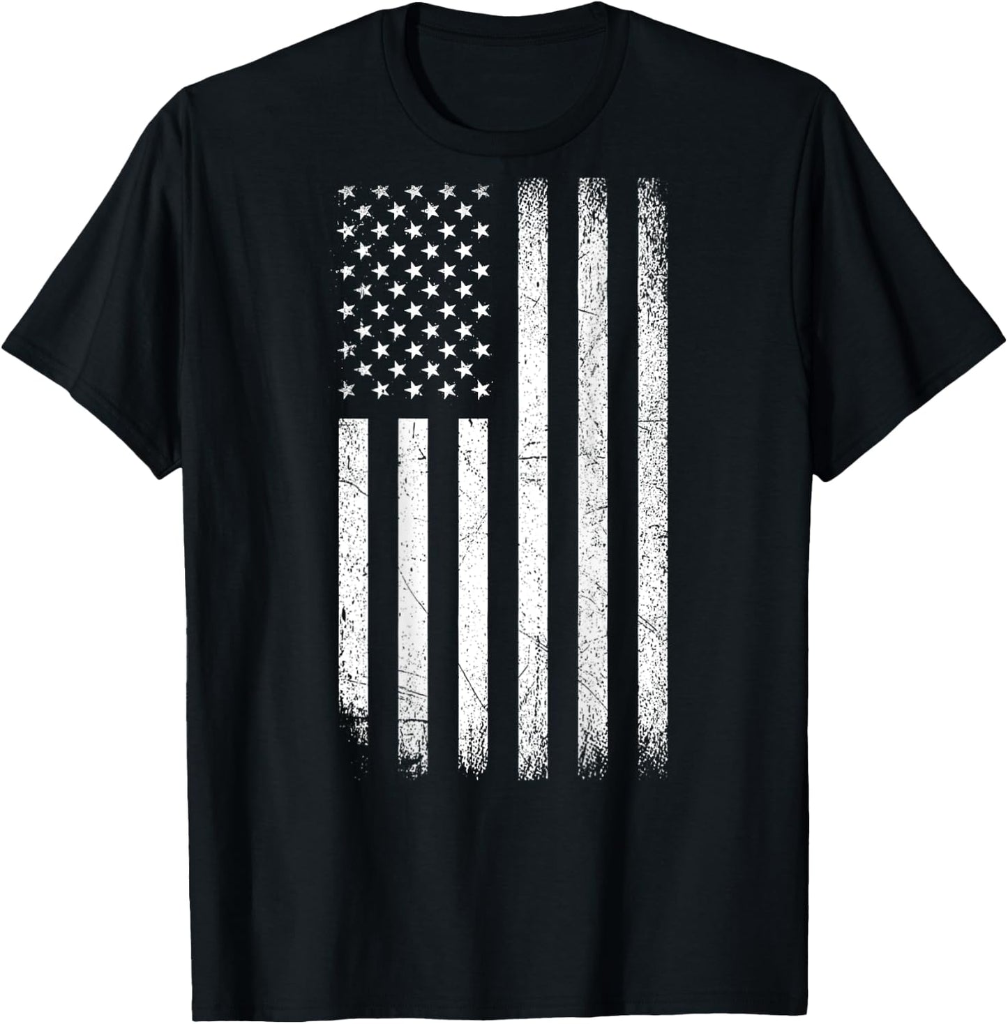 Vintage American Flag 4th Of July Patriotic Men (ON BACK) T-Shirt - T-Shirt | Black