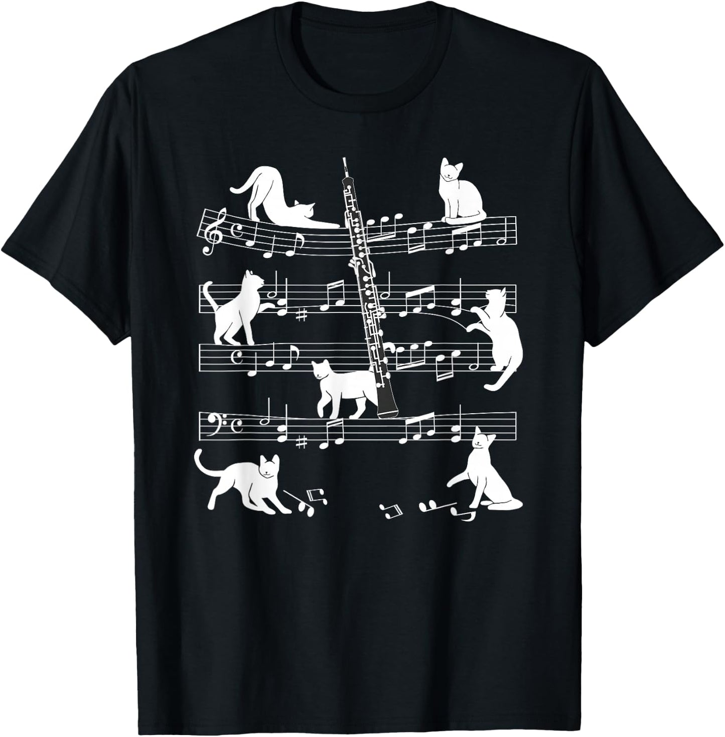 Oboist Cats for Cat loving Oboe player T-Shirt - T-Shirt | Black