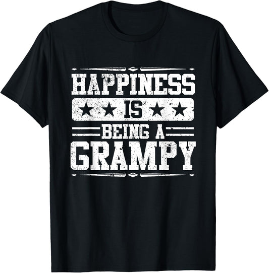 Happiness Is Being A Grampy Shirt Grandpa Father's Day T-Shirt - T-Shirt | Black